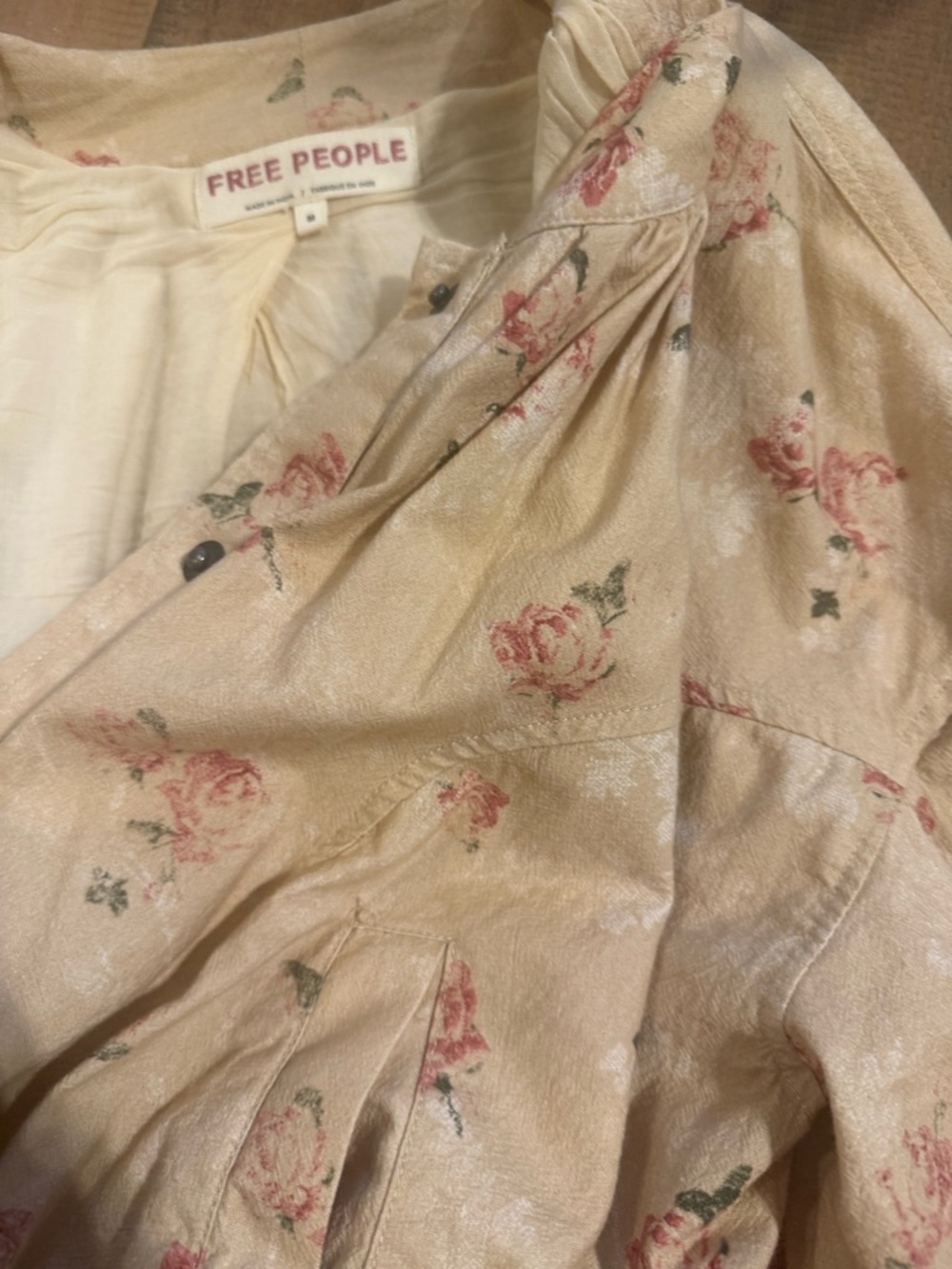 Free People Floral Bomber Jacket floral size M snap - Picture 2 of 4